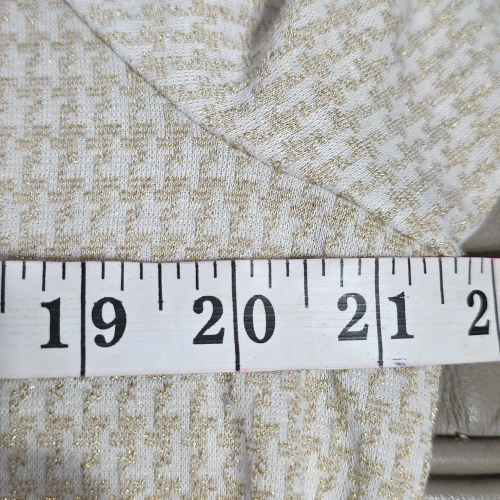 Draper James RSVP Women's Dress Cream/Shimmery Gold Houndstooth Tiered Sz L EUC - Picture 2 of 5